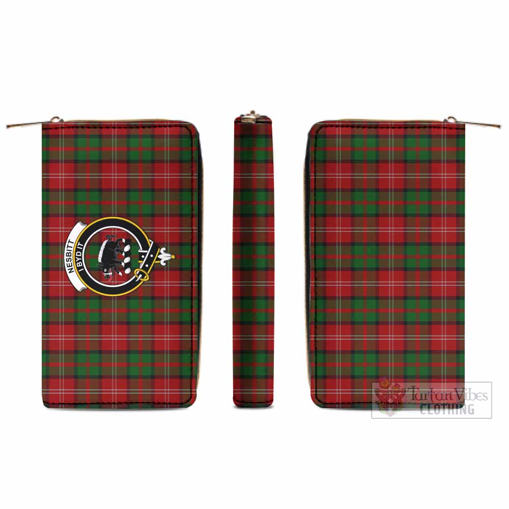 Tartan Vibes Clothing Nesbitt (Nisbet) Tartan Women's Leather Wallet with Family Crest