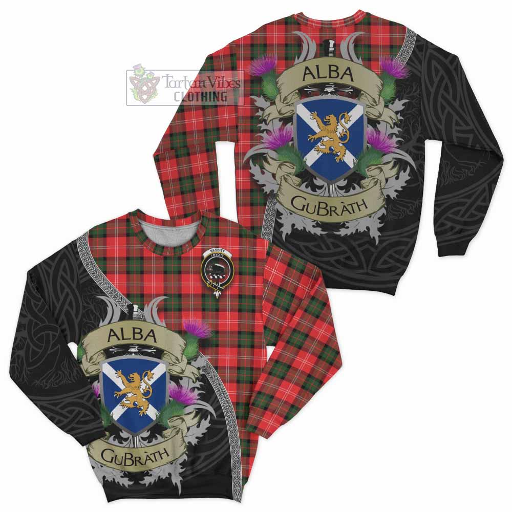 Tartan Vibes Clothing Nesbitt (Nisbet) Tartan Family Crest Sweatshirt Lion Rampant Royal Thistle Shield Celtic Inspired