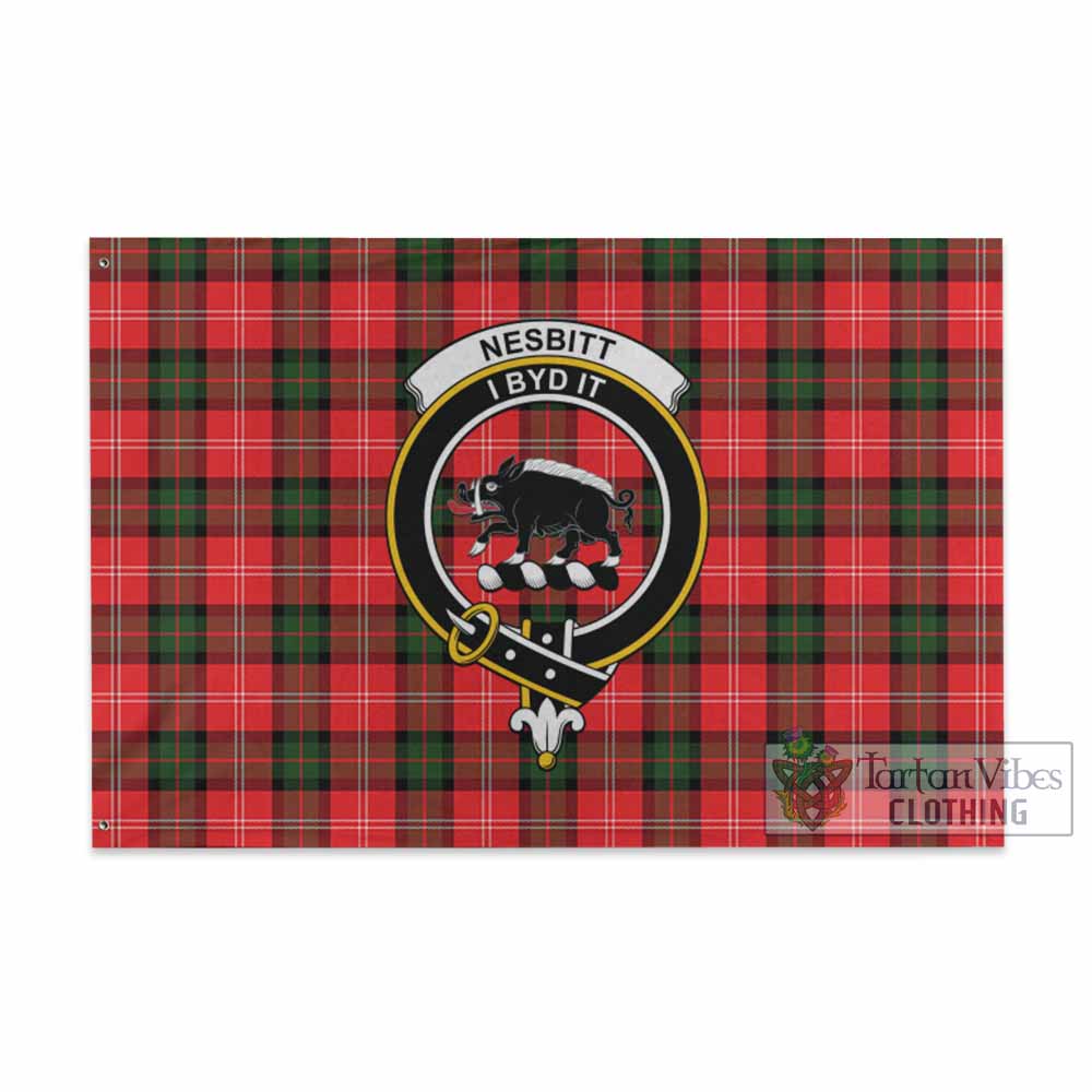Tartan Vibes Clothing Nesbitt (Nisbet) Tartan House Flag with Family Crest