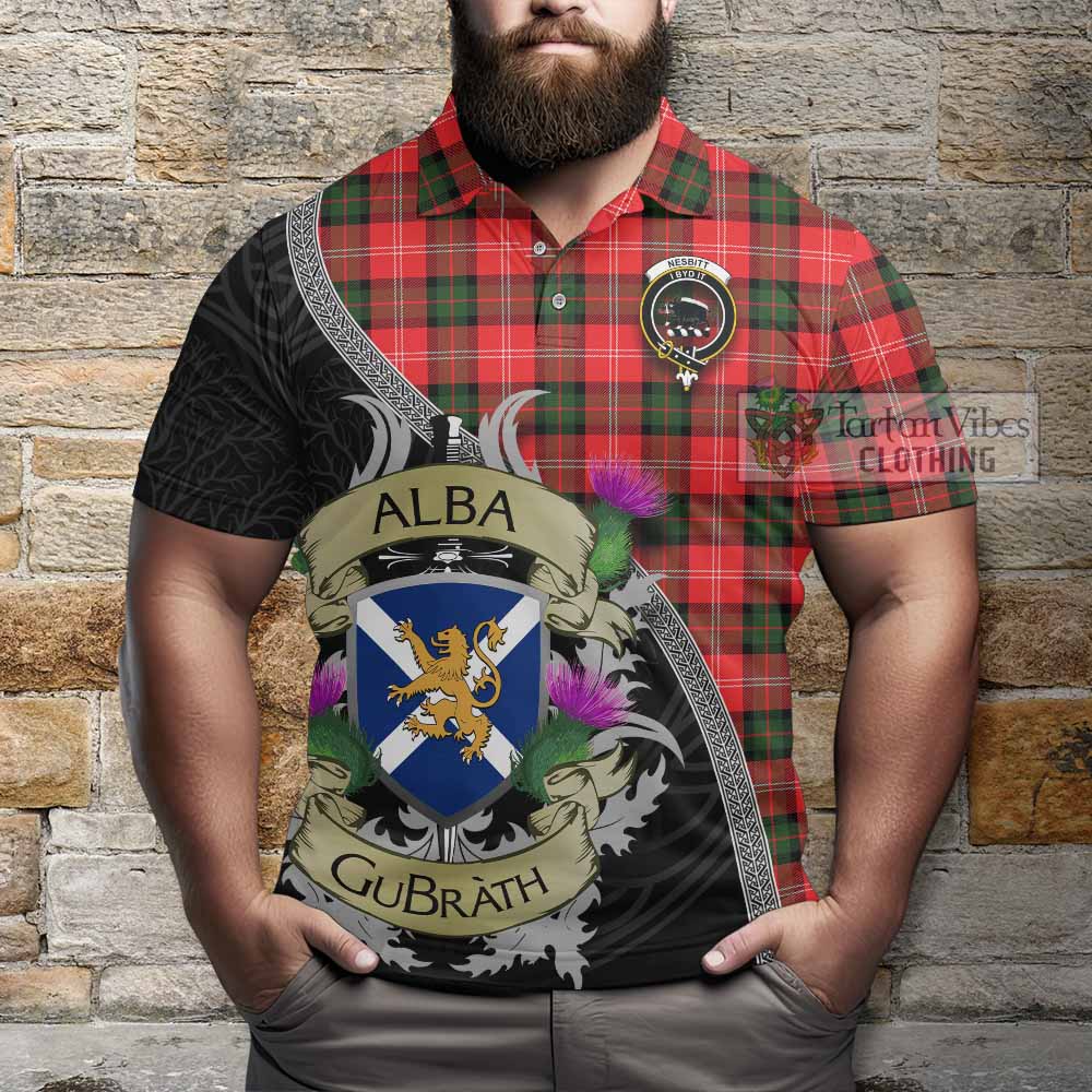 Tartan Vibes Clothing Nesbitt (Nisbet) Tartan Family Crest Polo Shirt Lion Rampant Royal Thistle Shield Celtic Inspired