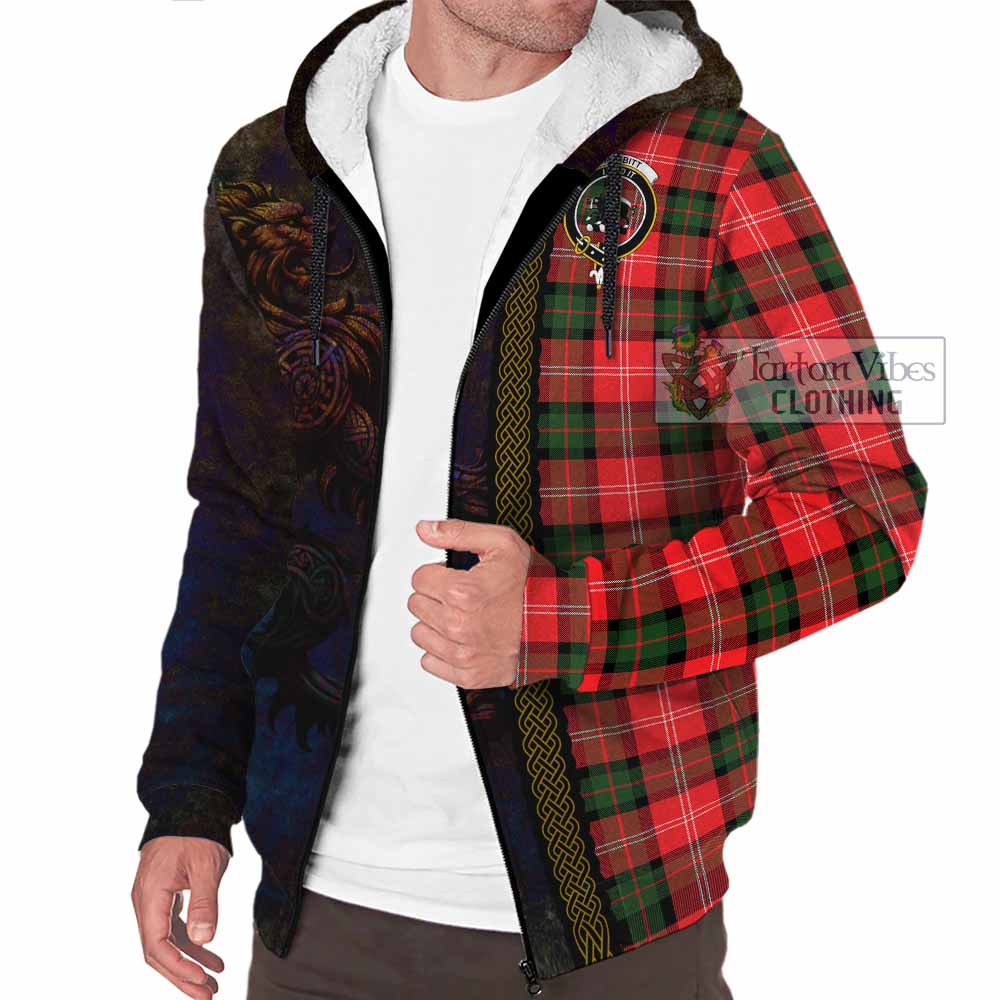 Tartan Vibes Clothing Nesbitt (Nisbet) Tartan Family Crest Sherpa Hoodie Alba Gu Brath Be Brave Lion Ancient Style