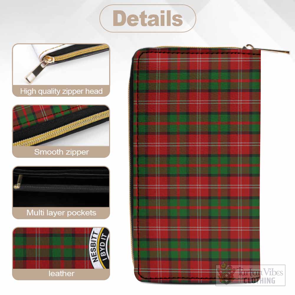 Tartan Vibes Clothing Nesbitt (Nisbet) Tartan Women's Leather Wallet with Family Crest