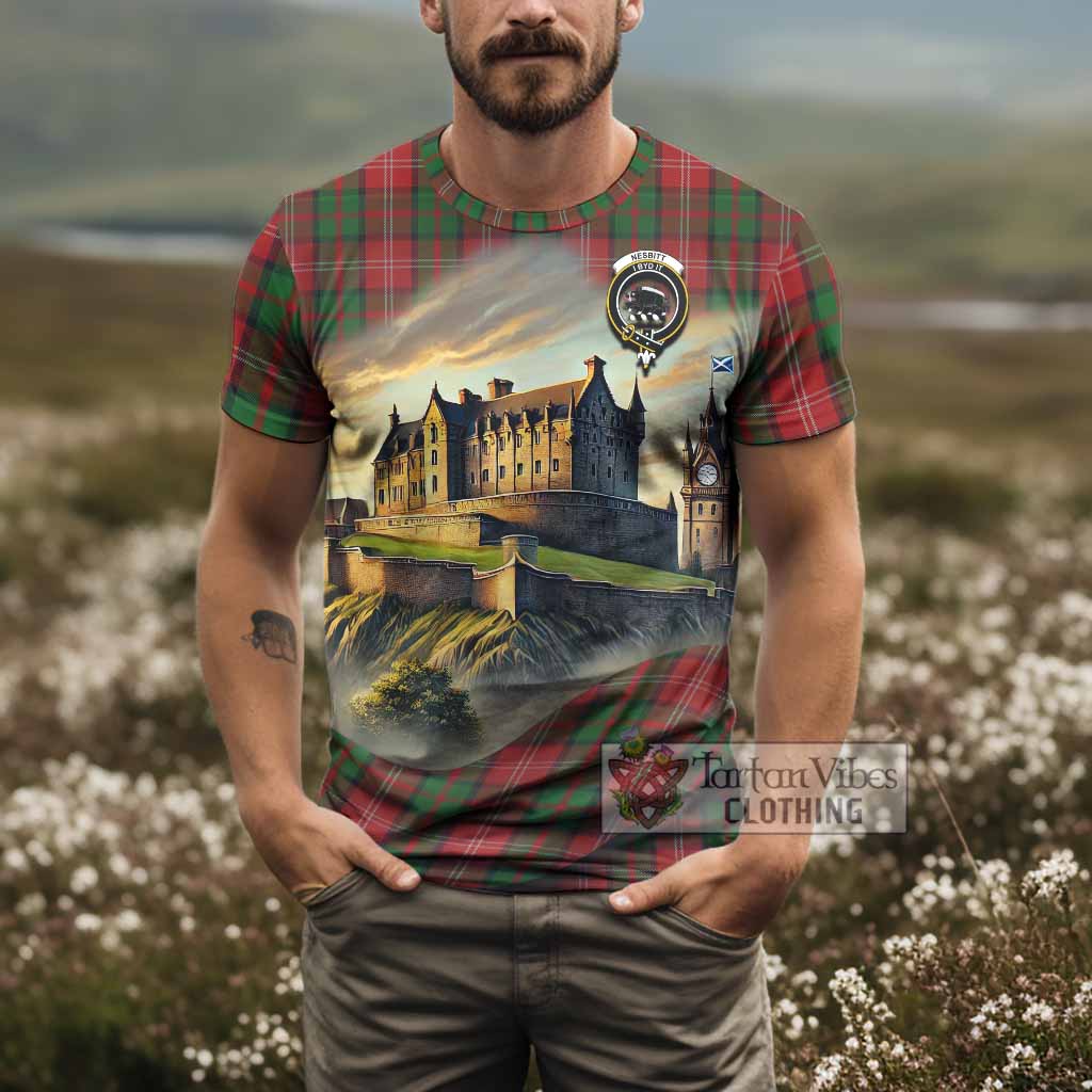 Tartan Vibes Clothing Nesbitt (Nisbet) Tartan Family Crest T-Shirt with Scottish Ancient Castle Stype