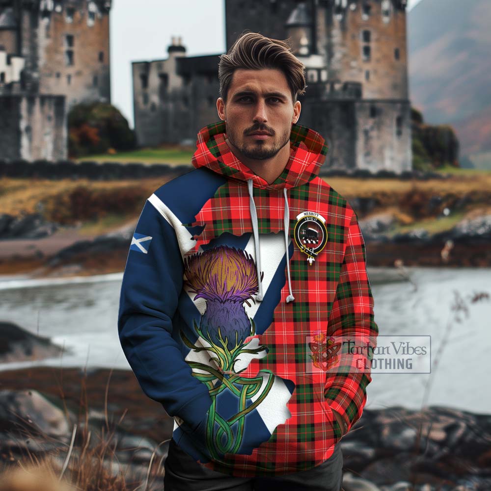 Tartan Vibes Clothing Nesbitt (Nisbet) Tartan Family Crest Cotton Hoodie Scottish Thistle Celtic Inspired