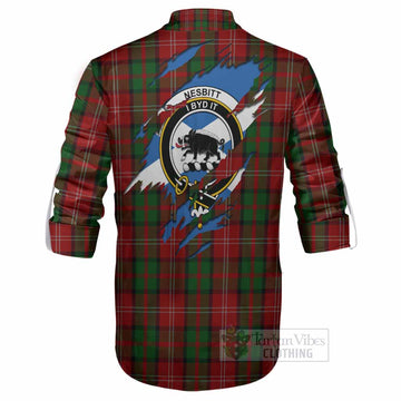 Nesbitt (Nisbet) Clan Crest In Me Tartan Ghillie Shirt Scotland Flag Style