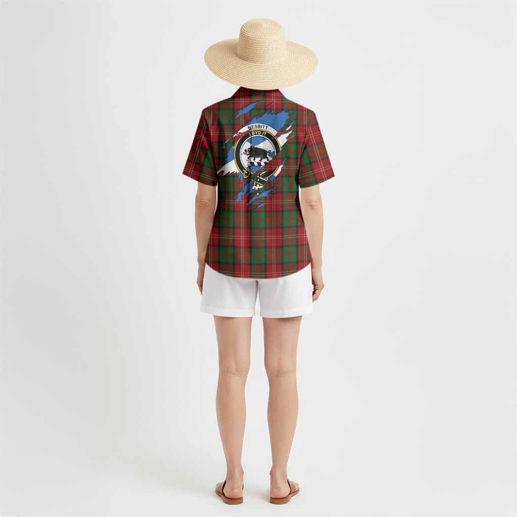 Nesbitt (Nisbet) Clan Crest In Me Tartan Hawaiian Shirt Scotland Flag Style