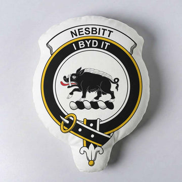 Nesbitt (Nisbet) Clan Crest Shaped Throw Pillow, Scottish Clan Badge Decorative Pillow