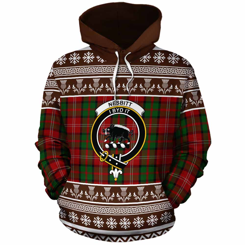 Nesbitt (Nisbet) Clan Tartan Christmas Cotton Hoodie with Family Crest - Tartan Vibes Clothing