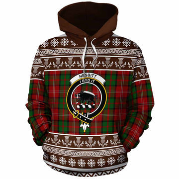 Nesbitt (Nisbet) Clan Tartan Christmas Cotton Hoodie with Family Crest