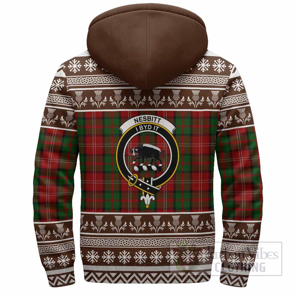 Nesbitt (Nisbet) Clan Tartan Christmas Fleece Hoodie with Family Crest - Tartan Vibes Clothing