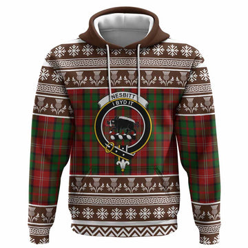 Nesbitt (Nisbet) Clan Tartan Christmas Hoodie with Family Crest