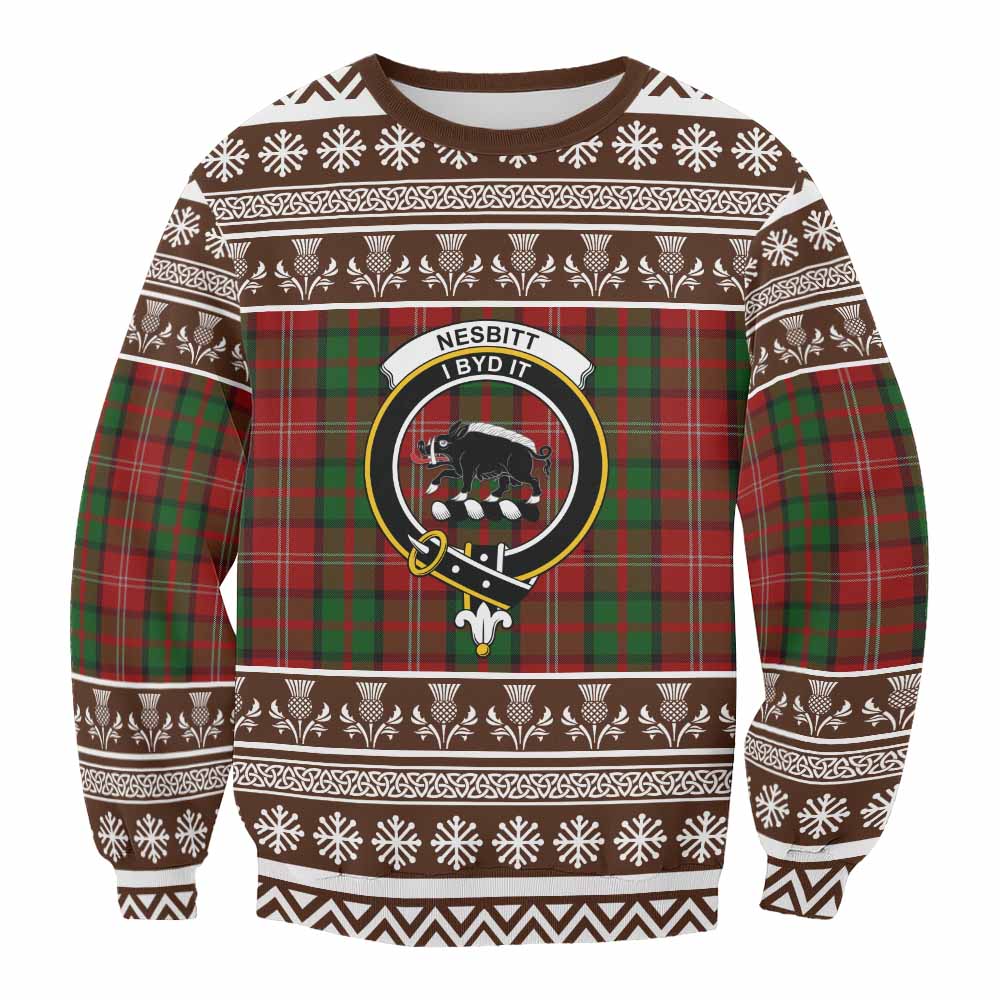 Nesbitt (Nisbet) Clan Tartan Christmas Sweatshirt with Family Crest - Tartan Vibes Clothing