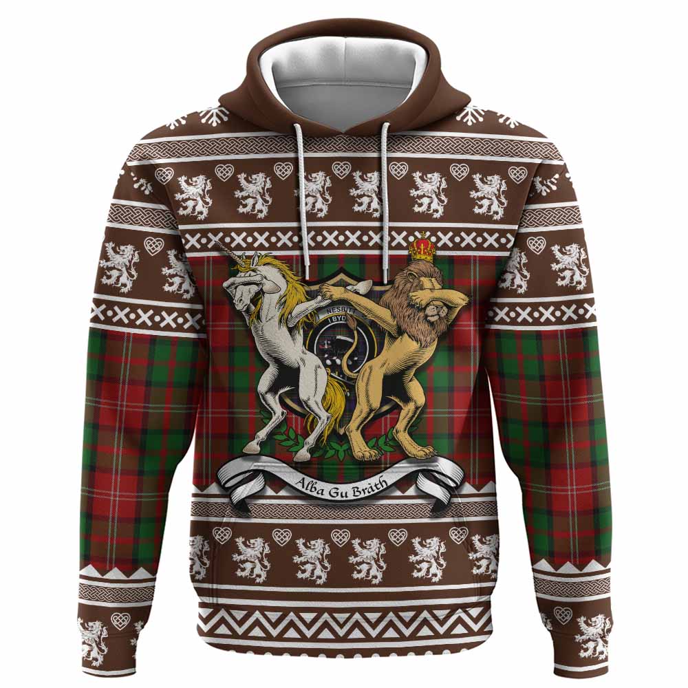 Nesbitt (Nisbet) Clan Tartan Crest Christmas Hoodie Coat of Arms Funny Style - Tartan Vibes Clothing