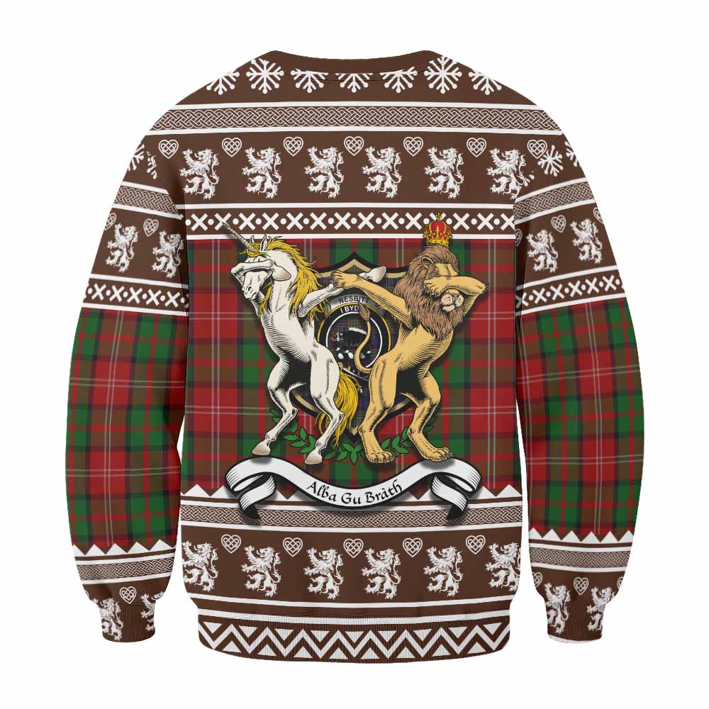 Nesbitt (Nisbet) Clan Tartan Crest Christmas Sweatshirt Coat of Arms Funny Style - Tartan Vibes Clothing