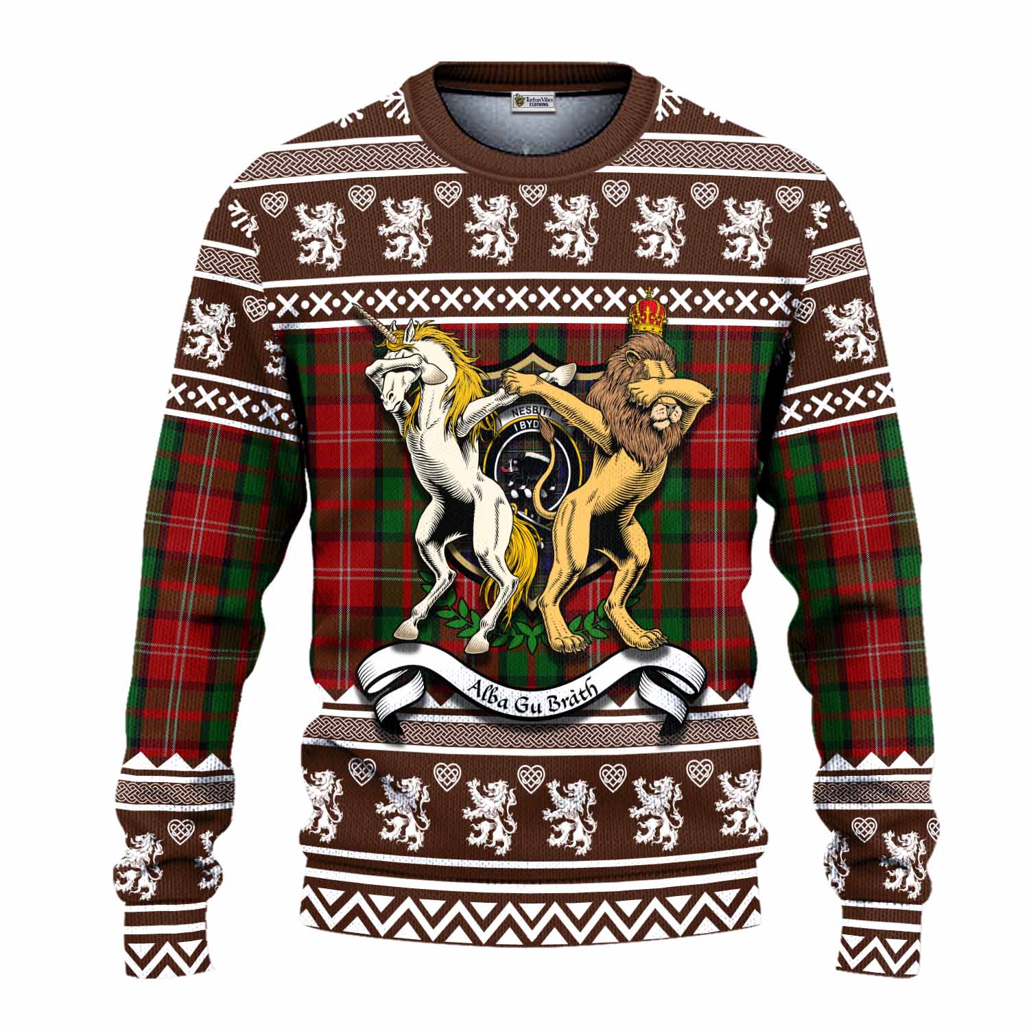 Nesbitt (Nisbet) Clan Tartan Crest Christmas Ugly Sweater Coat of Arms Funny Style - Tartan Vibes Clothing