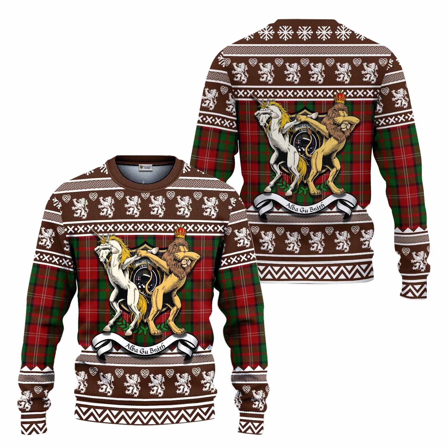 Nesbitt (Nisbet) Clan Tartan Crest Christmas Ugly Sweater Coat of Arms Funny Style - Tartan Vibes Clothing