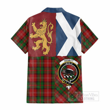 Nesbitt (Nisbet) Crest Tartan Cotton Hawaiian Shirt with Lion Rampant Saltire Style