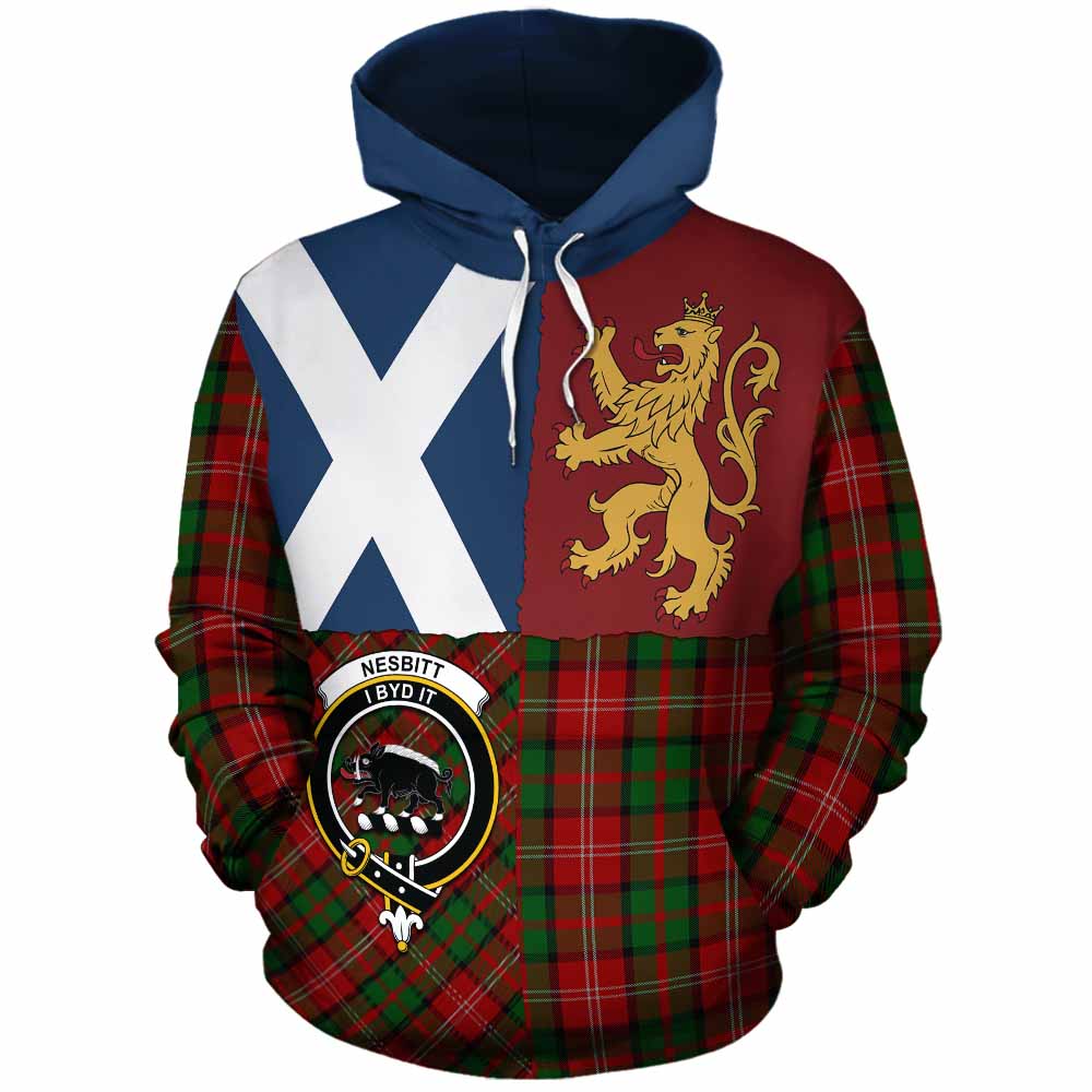 Nesbitt (Nisbet) Crest Tartan Cotton Hoodie with Lion Rampant Saltire Style - Tartan Vibes Clothing