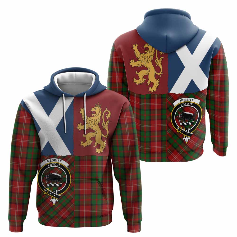 Nesbitt (Nisbet) Crest Tartan Hoodie with Lion Rampant Saltire Style
