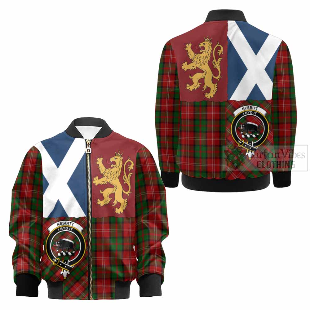 Nesbitt (Nisbet) Crest Tartan Kid Bomber Jacket with Lion Rampant Saltire Style - Tartan Vibes Clothing