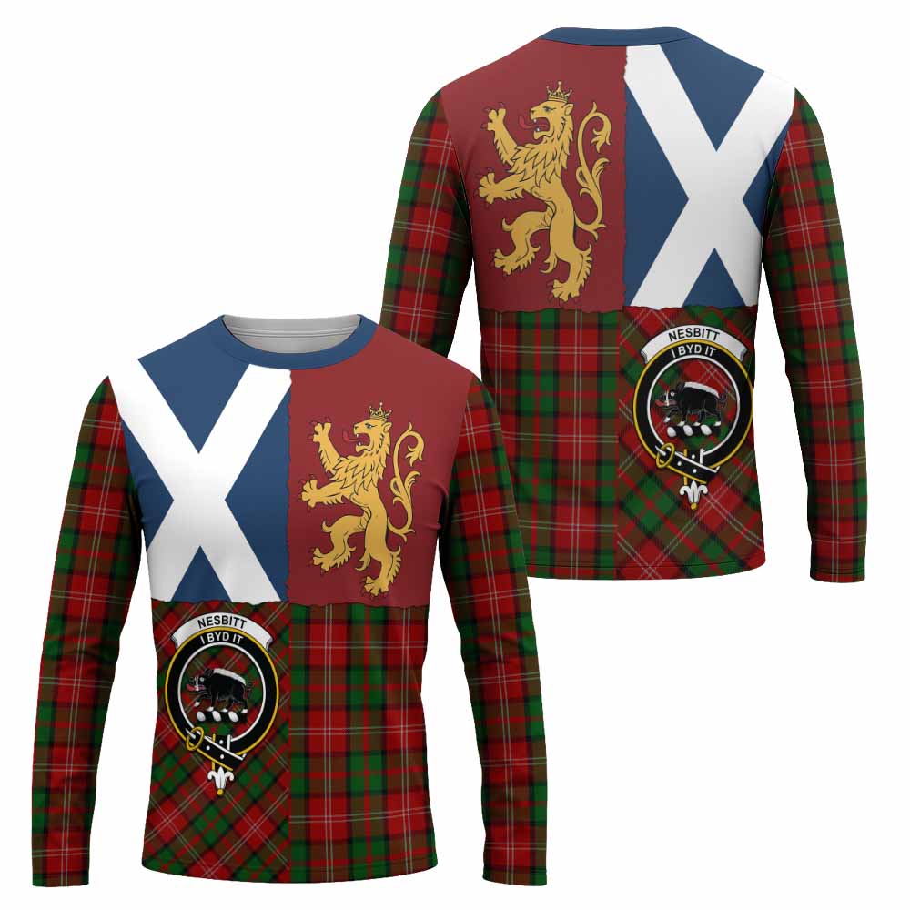 Nesbitt (Nisbet) Crest Tartan Long Sleeve T-Shirt with Lion Rampant Saltire Style