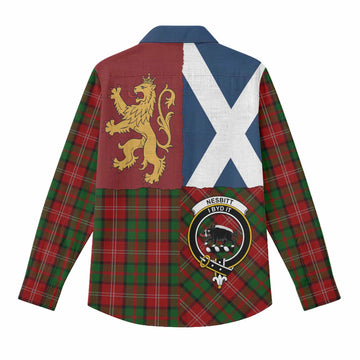 Nesbitt (Nisbet) Crest Tartan Women Casual Shirt with Lion Rampant Saltire Style