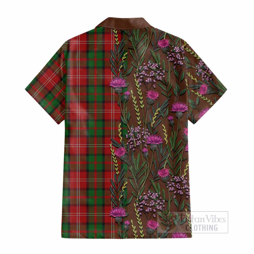 Nesbitt (Nisbet) Family Crest Tartan Cotton Hawaiian Shirt Scottish Thistle Flower Pattern Half Style - Tartan Vibes Clothing