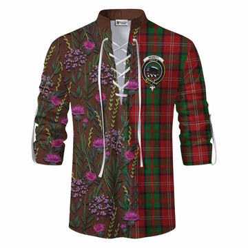Nesbitt (Nisbet) Family Crest Tartan Ghillie Shirt Scottish Thistle Flower Pattern Half Style
