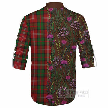 Nesbitt (Nisbet) Family Crest Tartan Ghillie Shirt Scottish Thistle Flower Pattern Half Style