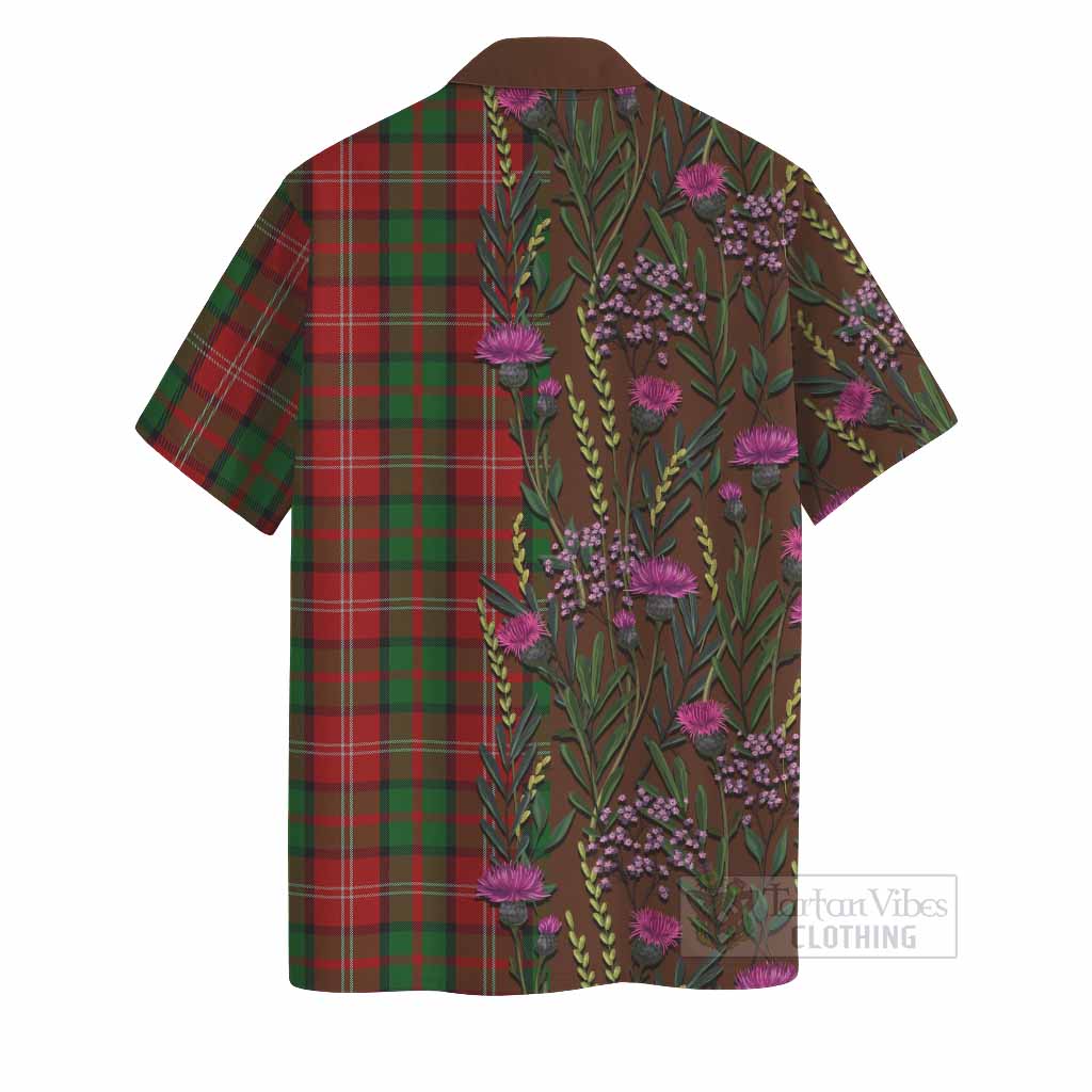 Nesbitt (Nisbet) Family Crest Tartan Hawaiian Shirt Scottish Thistle Flower Pattern Half Style - Tartan Vibes Clothing