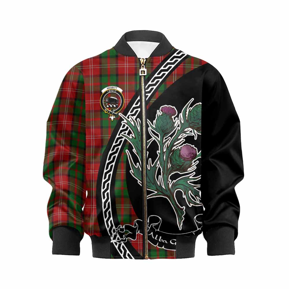 Nesbitt (Nisbet) Family Crest Tartan Kid Bomber Jacket Alba Thistle Inspired - Tartan Vibes Clothing