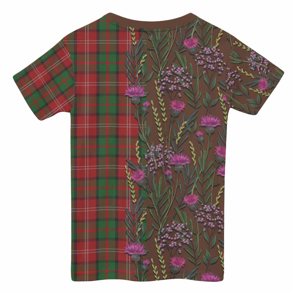 Nesbitt (Nisbet) Family Crest Tartan Kid T-shirt Scottish Thistle Flower Pattern Half Style - Tartan Vibes Clothing