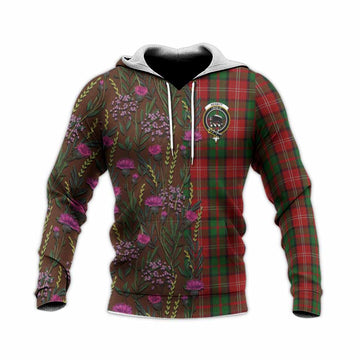 Nesbitt (Nisbet) Family Crest Tartan Knitted Hoodie Scottish Thistle Flower Pattern Half Style