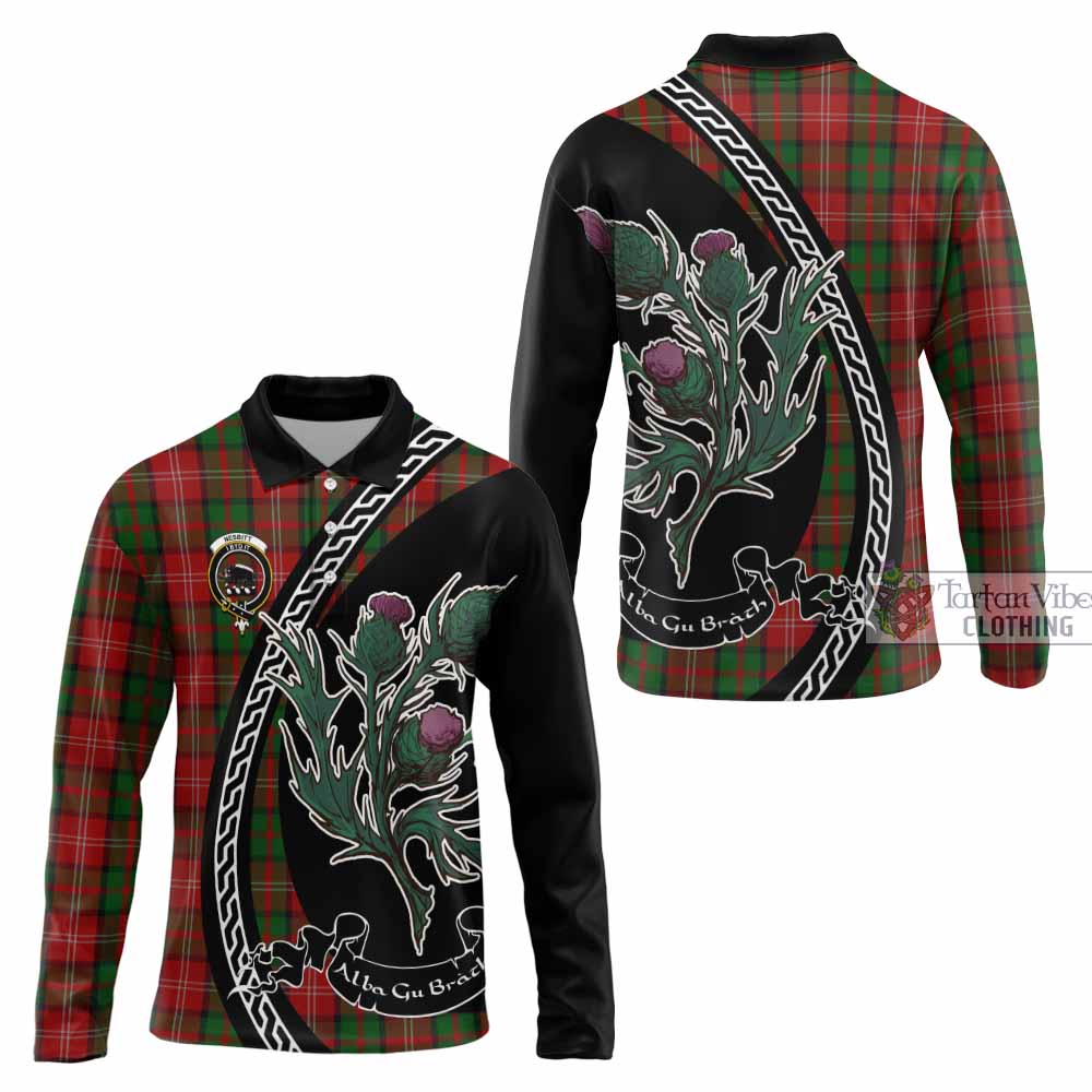 Nesbitt (Nisbet) Family Crest Tartan Long Sleeve Polo Shirt Alba Thistle Inspired - Tartan Vibes Clothing