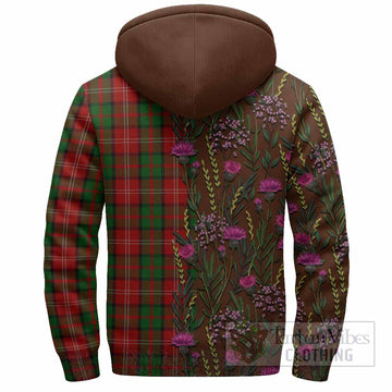 Nesbitt (Nisbet) Family Crest Tartan Sherpa Hoodie Scottish Thistle Flower Pattern Half Style