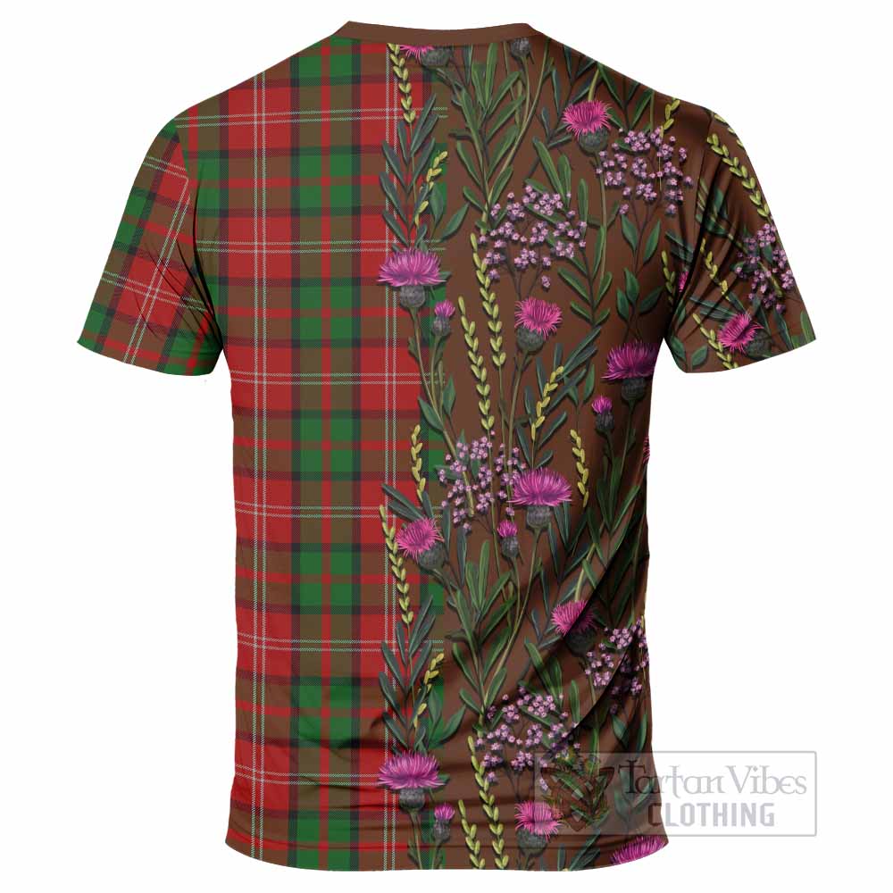 Nesbitt (Nisbet) Family Crest Tartan T-Shirt Scottish Thistle Flower Pattern Half Style - Tartan Vibes Clothing