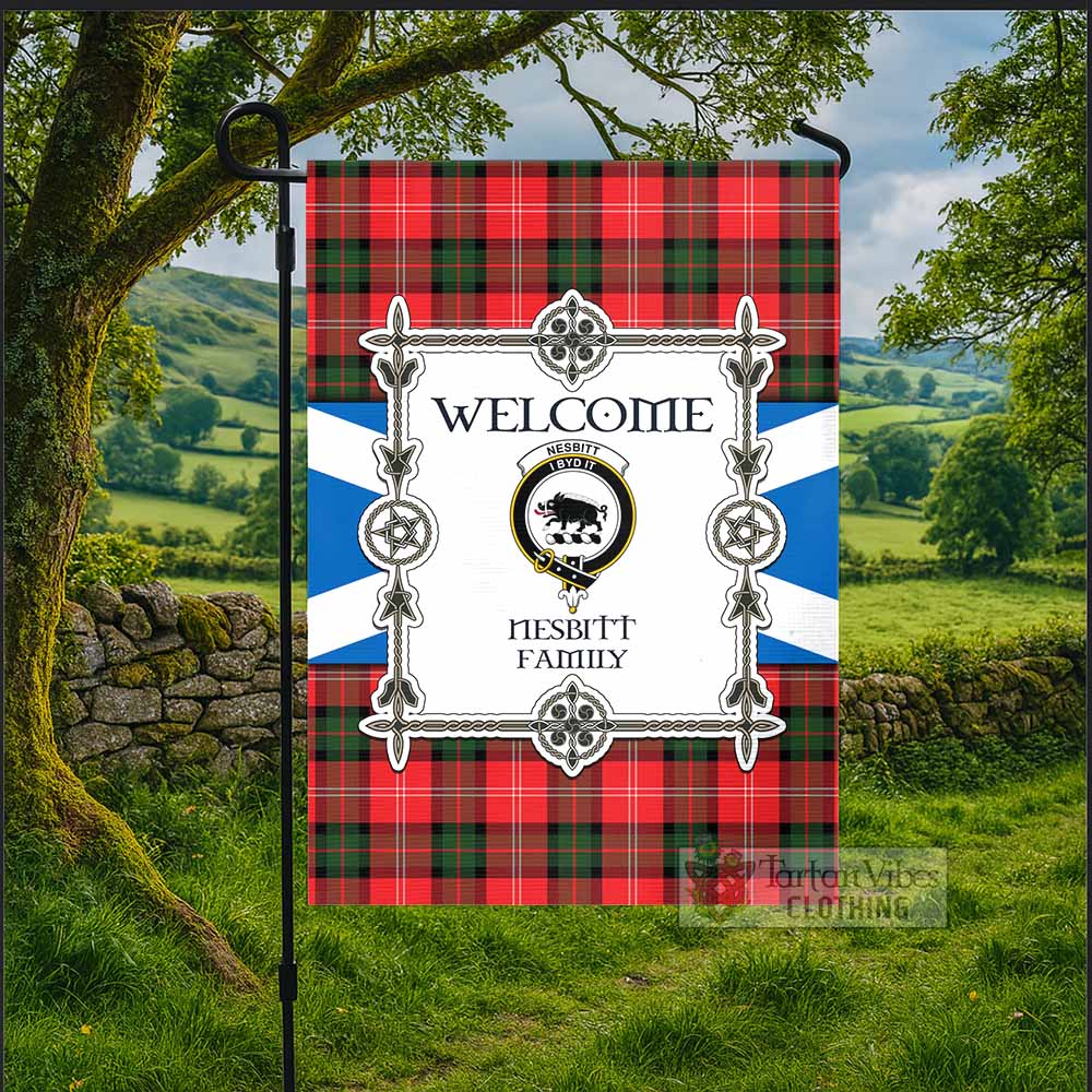 Nesbitt (Nisbet) Family Crest Tartan Welcome Garden Flag Saltire Harmony Style - Tartan Vibes Clothing