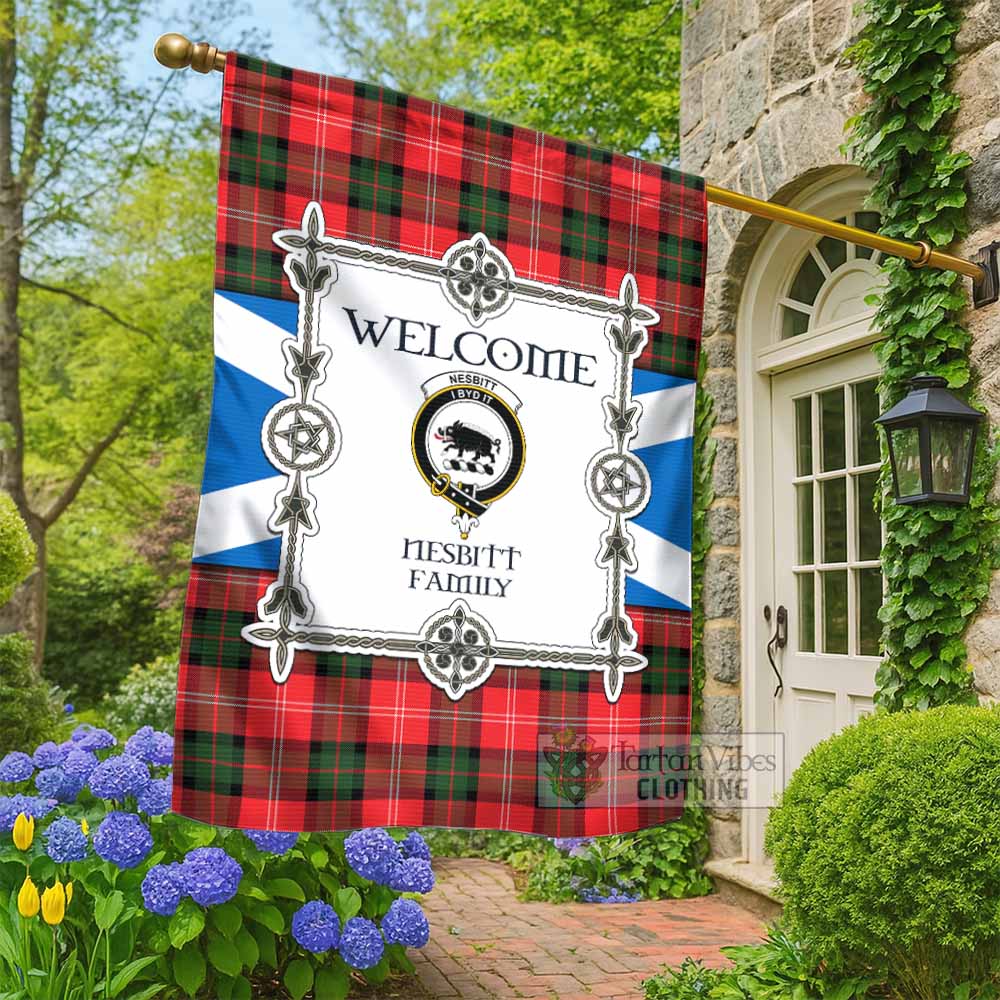 Nesbitt (Nisbet) Family Crest Tartan Welcome Garden Flag Saltire Harmony Style - Tartan Vibes Clothing