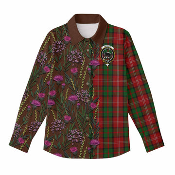 Nesbitt (Nisbet) Family Crest Tartan Women Casual Shirt Scottish Thistle Flower Pattern Half Style - Tartan Vibes Clothing
