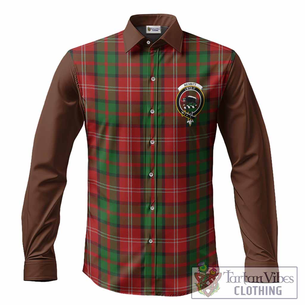 Nesbitt (Nisbet) Tartan Accent Long Sleeve Button Shirts with Family Crest