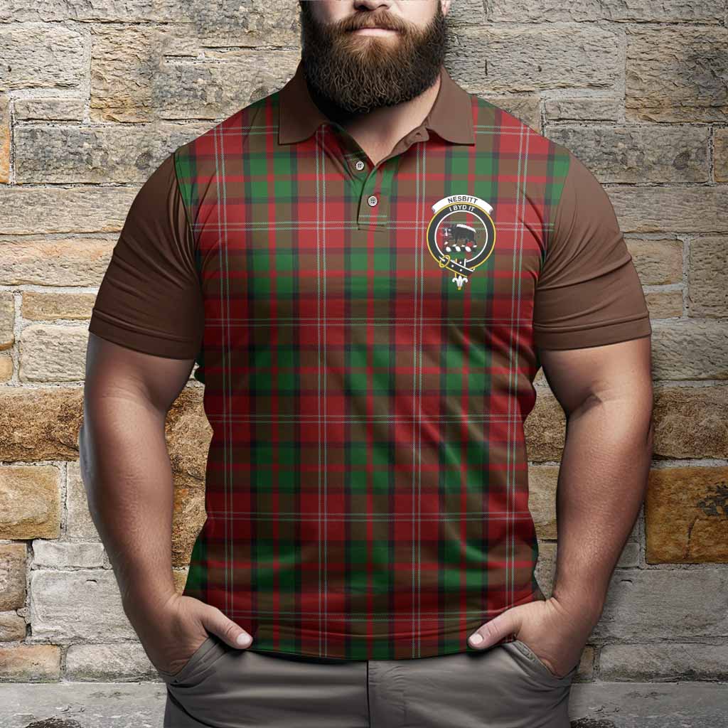 Nesbitt (Nisbet) Tartan Accent Polo Shirt with Family Crest