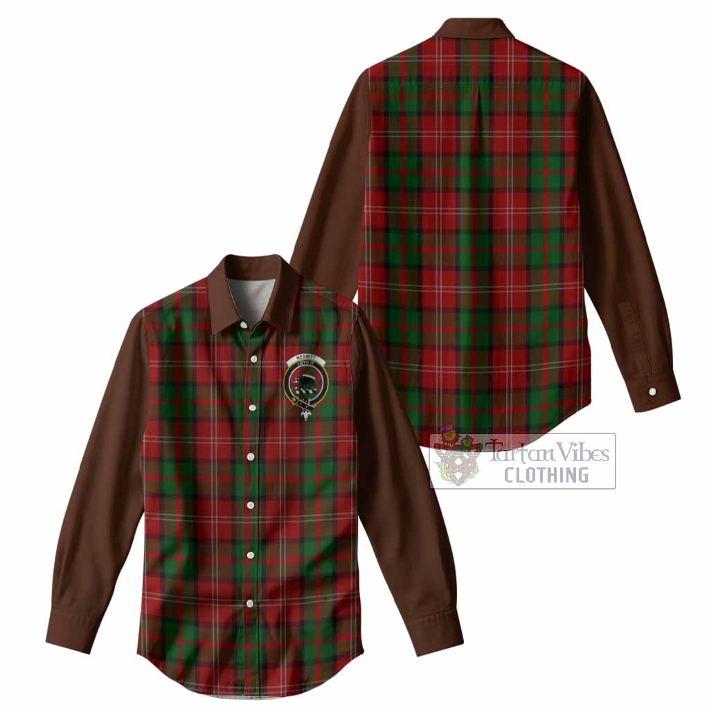 Nesbitt (Nisbet) Tartan Accent Women Casual Shirt with Family Crest