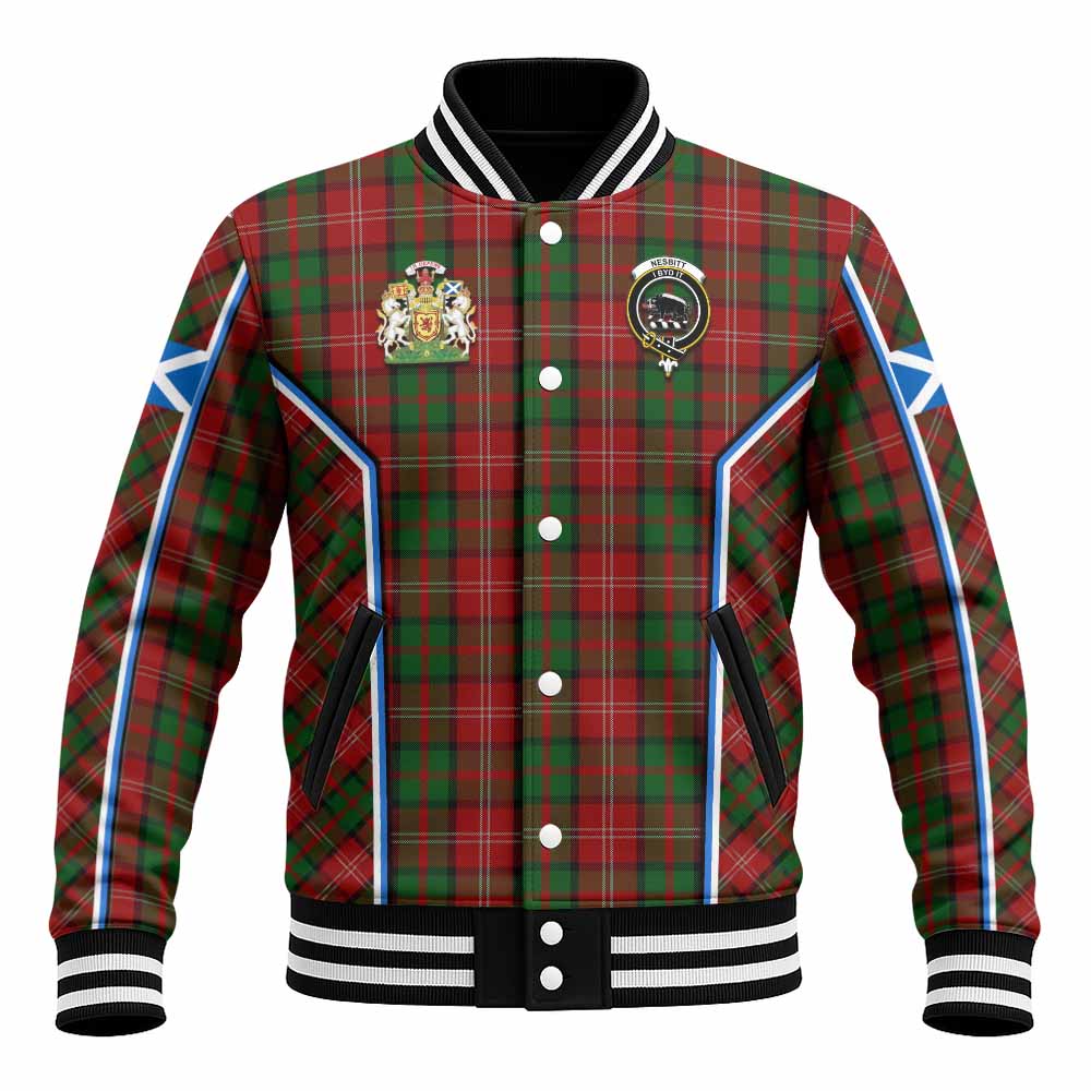 Nesbitt (Nisbet) Tartan Crest Baseball Jacket Scotland Coat of Arm Flag Style - Tartan Vibes Clothing