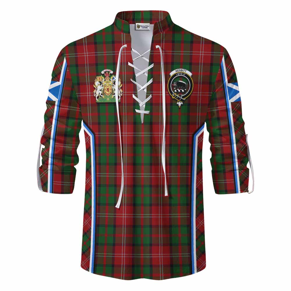 Nesbitt (Nisbet) Tartan Crest Ghillie Kilt Shirt Scotland Coat of Arm Flag Style - Tartan Vibes Clothing