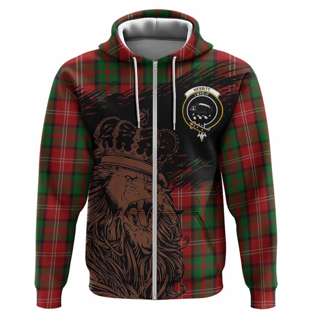 Nesbitt (Nisbet) Tartan Crest Hoodie Crowned Lion Heritage Style
