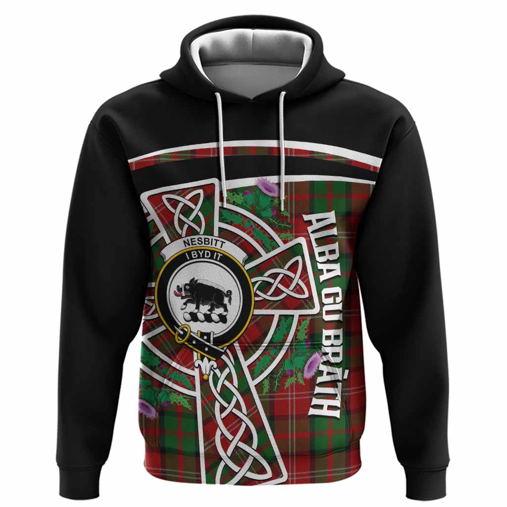Nesbitt (Nisbet) Tartan Crest Hoodie Scottish Thistle Celtic Cross Alba Gu Brath