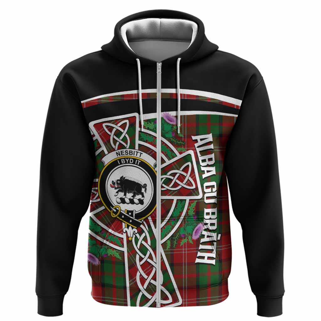 Nesbitt (Nisbet) Tartan Crest Hoodie Scottish Thistle Celtic Cross Alba Gu Brath