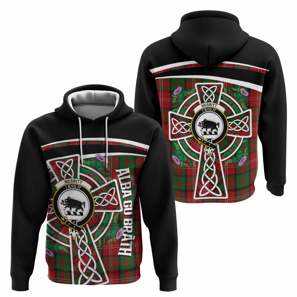 Nesbitt (Nisbet) Tartan Crest Hoodie Scottish Thistle Celtic Cross Alba Gu Brath