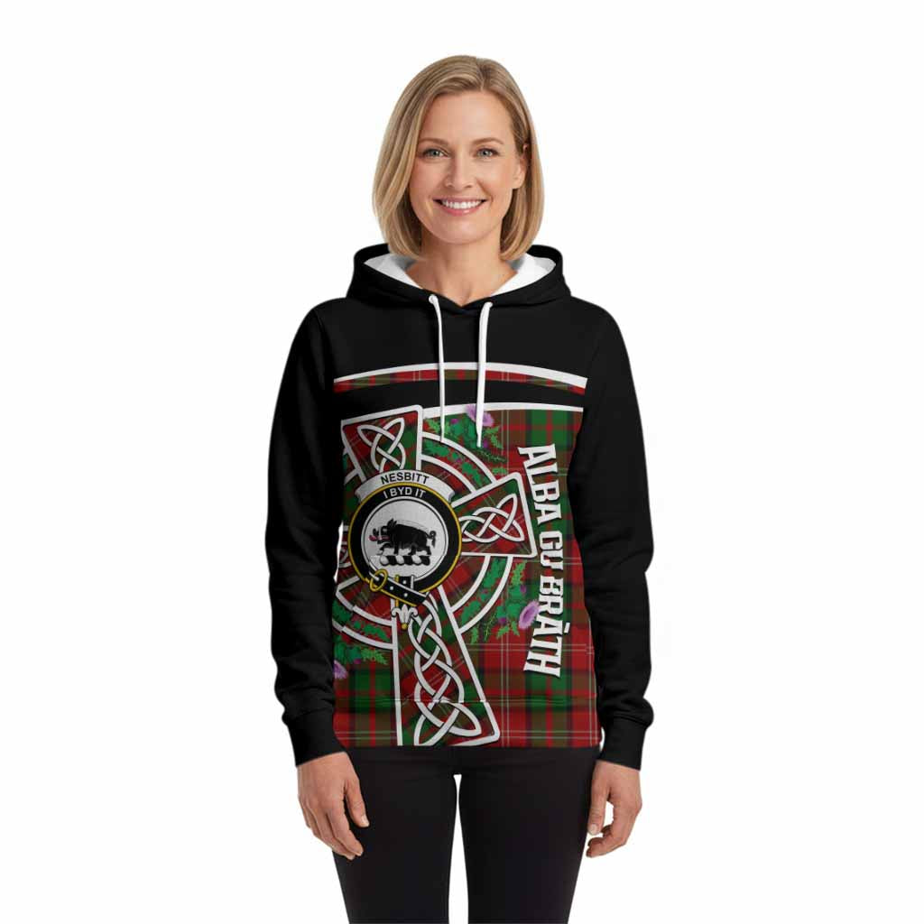 Nesbitt (Nisbet) Tartan Crest Hoodie Scottish Thistle Celtic Cross Alba Gu Brath