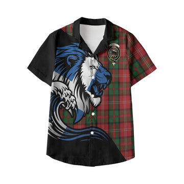 Nesbitt (Nisbet) Tartan Crest Kid Hawaiian Shirt Scottish Golden Lions Wave Flow